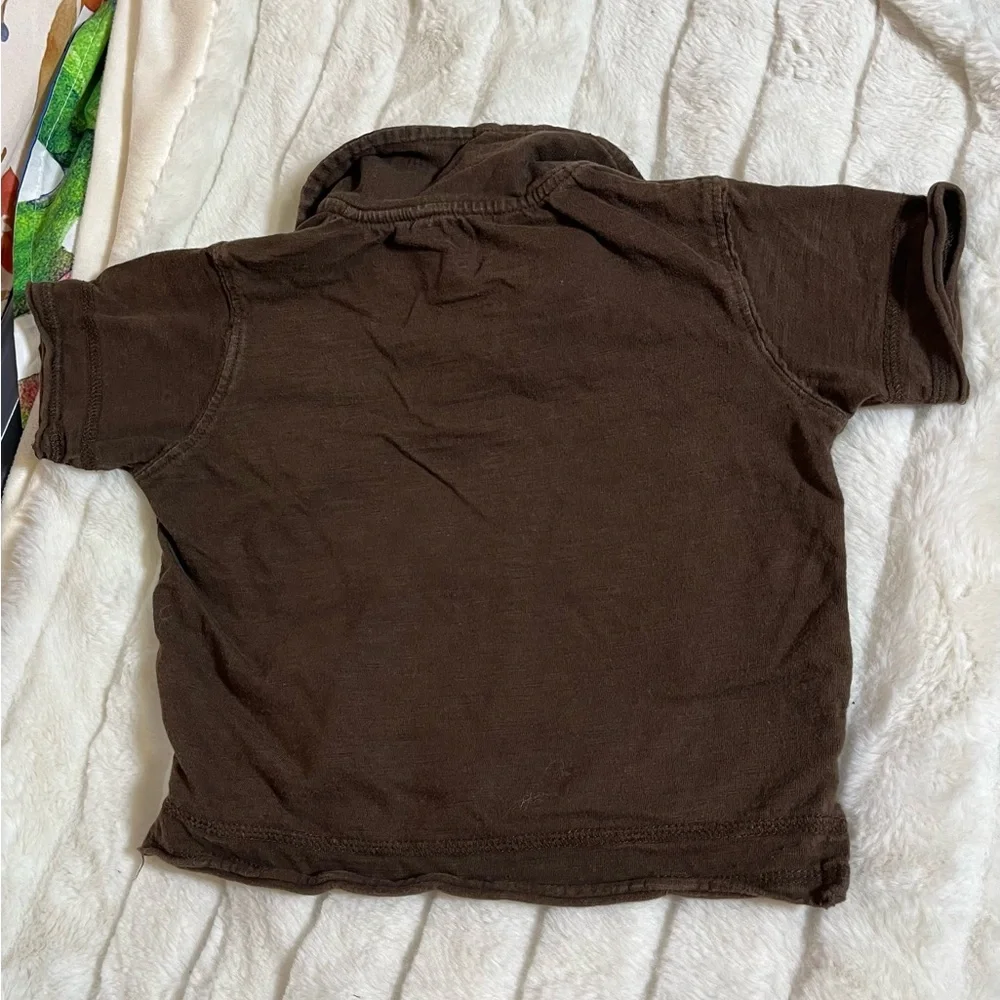 Y2K Baby Infant 24M Cotton Brown Tan Pirate Skull Crossbone Polo Disneybound Top